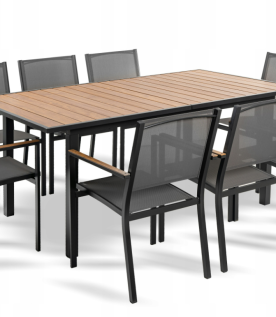 Zestaw ogrodowy PREMIUM, stół TERY z krzesłami BARCELONA 8 osobowy aluminium