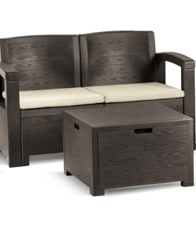 Zestaw ogrodowy wypoczynkowy Set Dakota Moka polywood 4-osobowy